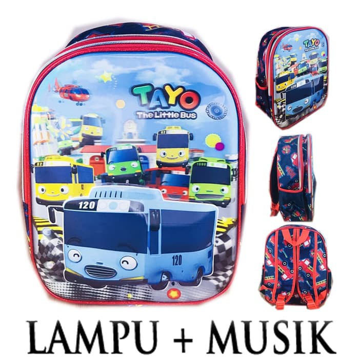 TAS ANAK IMPORT BAGUS RANSEL SEKOLAH ANAK TK LAMPU & MUSIK TAYO BUS AND FRIENDS
