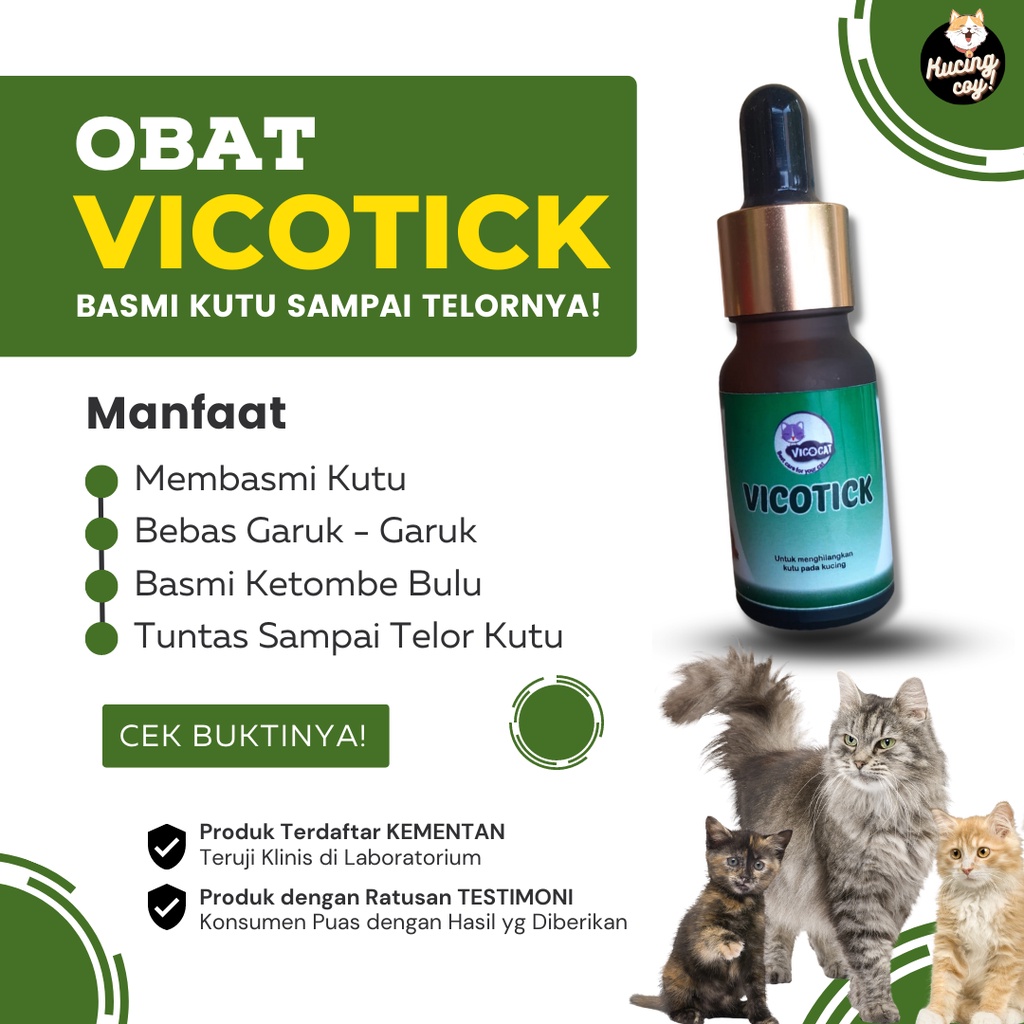 VICOTICK Obat Anti Kutu Kucing Ampuh Membasmi Kutu Sampai Telor dan Aman Untuk Anak Kucing Kitten Ku