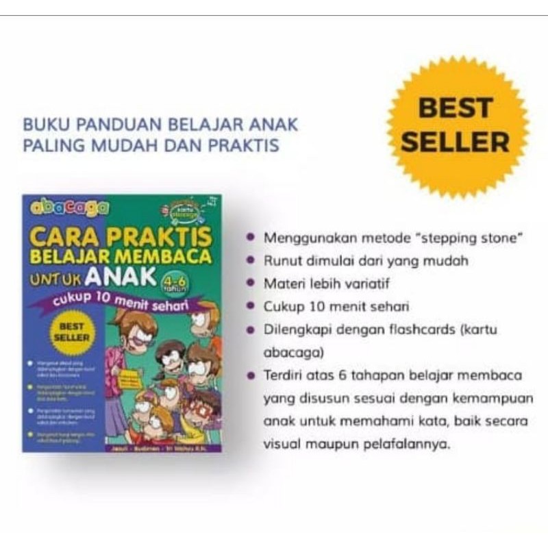 Abacaga Cara Praktis Belajar Membaca Untuk Anak 4 6 Tahun Kartu Shopee Indonesia