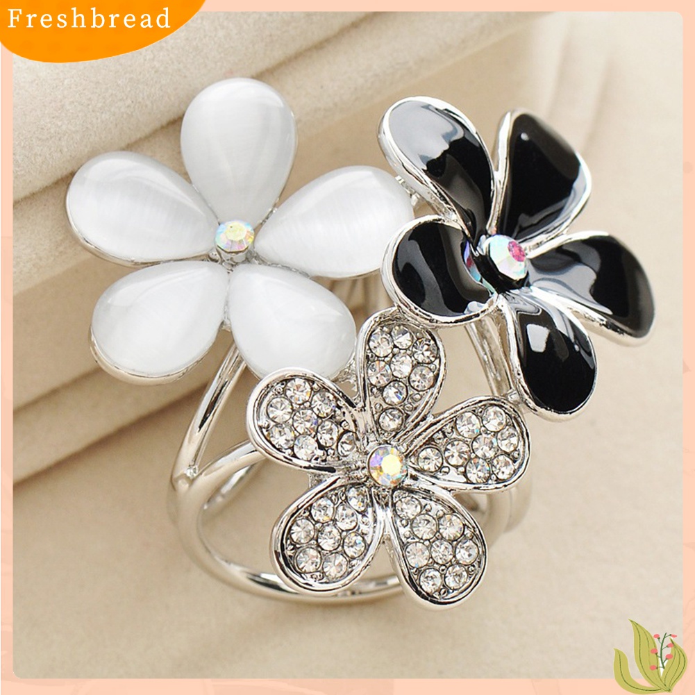 [ TERLARIS]Women Shiny Rhinestone Inlaid Flower Scarf Ring Clip Holder Brooch Pin Buckle