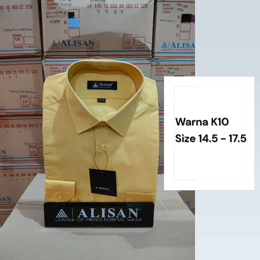 Alisan Kemeja Pria Lengan Panjang Polos Reguler Warna K10 ORIGINAL