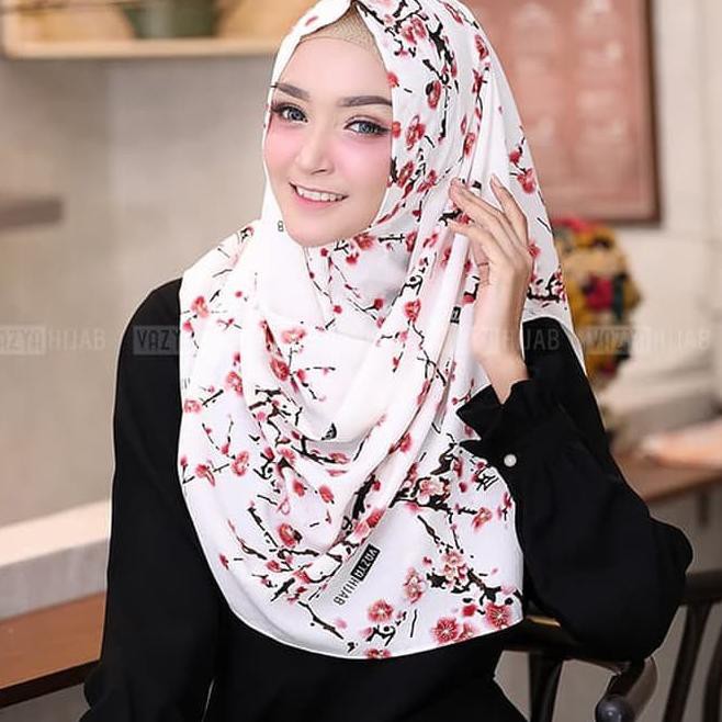 ((BEST SELLER>> SALA SAKURA Hijab Jilbab Pashmina Instan Pastan Simple Motif Bunga Sakura ..,,,,,,,,