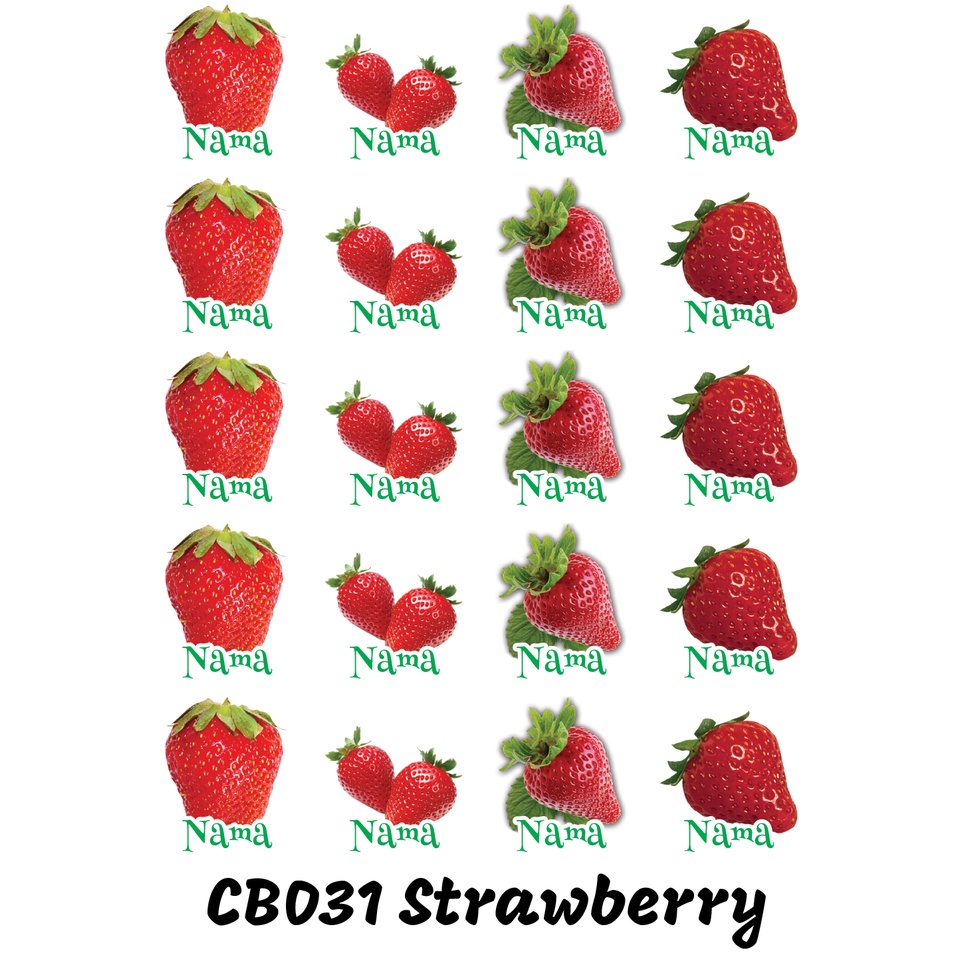 

Sticker Nama Cutting Label Waterproof Tahan Air Strawberry D (CB031)