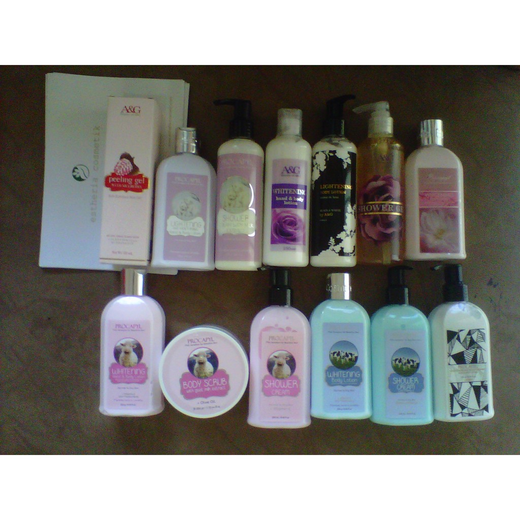 ESTHERIA PRODUK Sabun / Lotion / Scrub procapyl kambing / sapi / bear , A&amp;G peeling mulberry, ELLEMORE whitening body cream bleaching, body lotion, Body wash shower sabun mandi cair