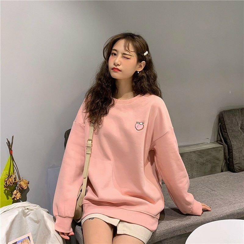 (S - 6XL) Sweater Cute PEACH PEACHY LEMON AVOCADO (SABLON) crewneck Bigsize pria Wanita Unisex Jumbo Fleece Premium Distro