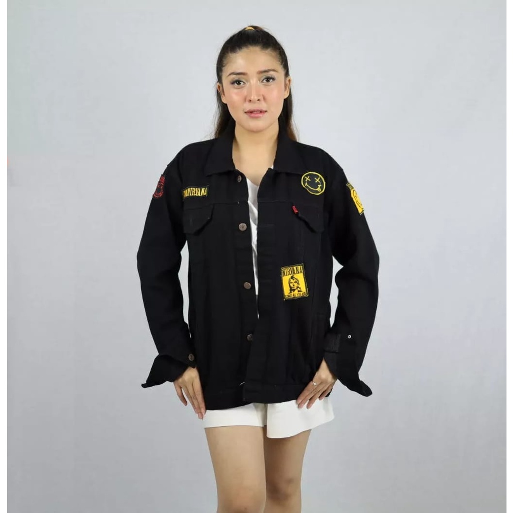 Dfour Jaket Jeans Bordir  Wanita M - XXXL Jumbo Denim Cewek