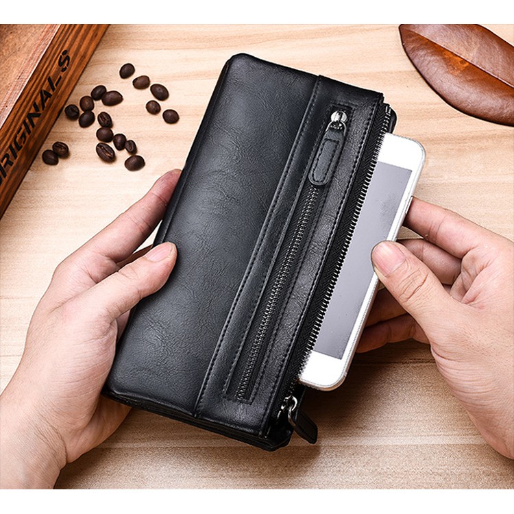 DEABOLAR Dompet Pria Bahan Kulit - Black