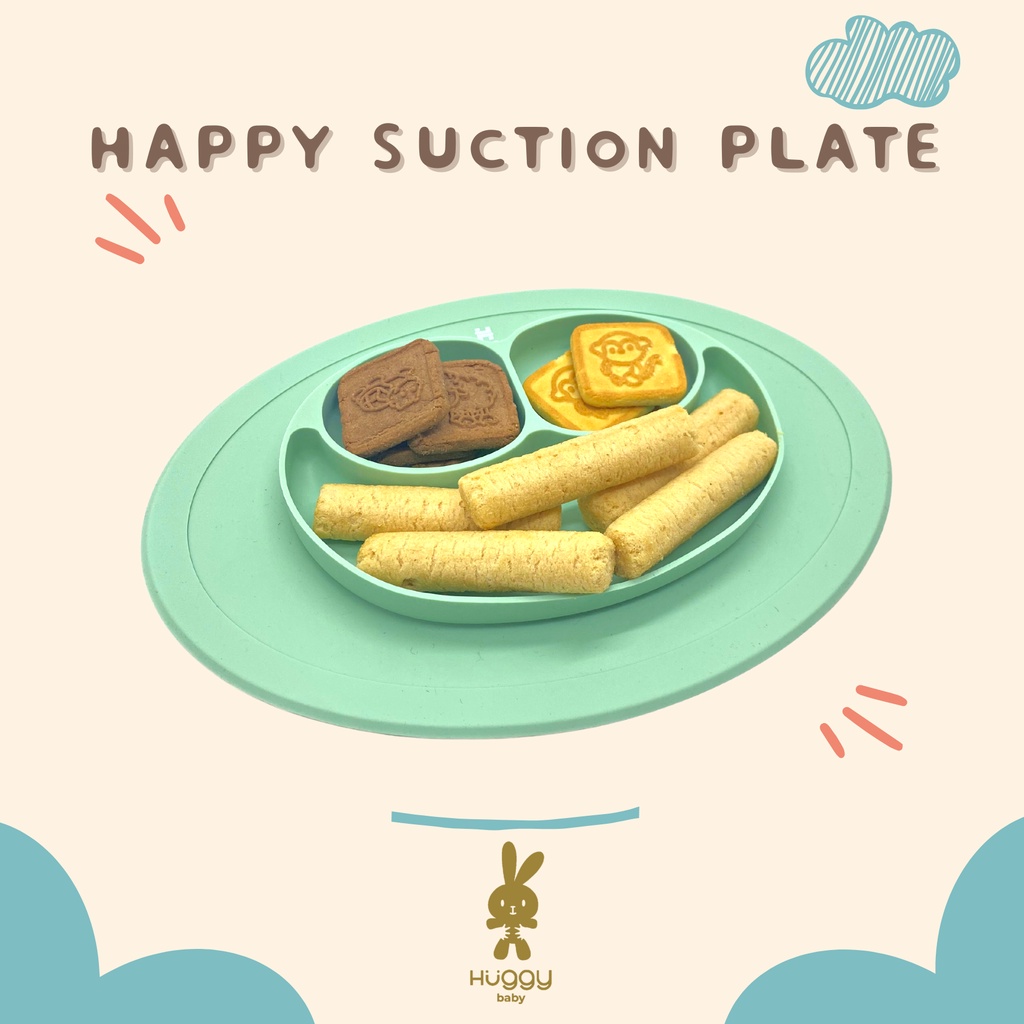 Huggy Baby AM004 Happy Silicone Suction Plate | Piring Silikon Anak