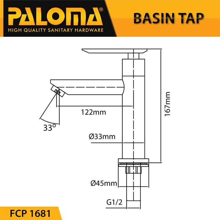 PALOMA FCP 1681 Keran Wastafel Sink Cuci Tangan Basin Meja Kran Air