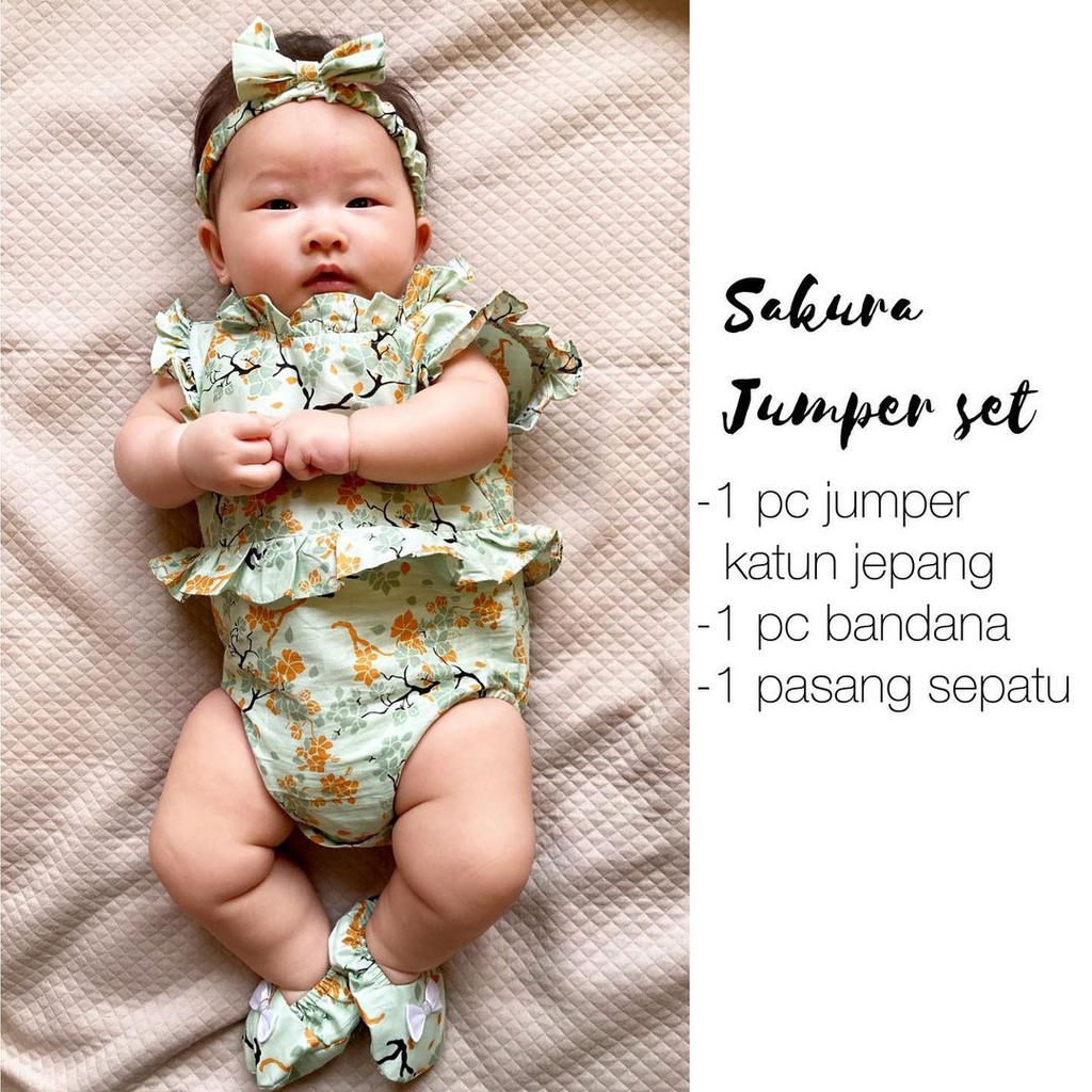 SAKURA Baju Jumper Bunga Bandana Sepatu Pergi Lucu Fashion Anak Bayi Perempuan Cewe Terlaris Lucu yui noe