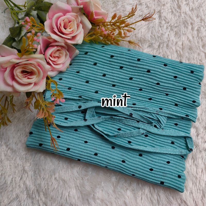 BERGO PLISKET POLKA MH / JILBAB BERGO / BERGO PLISKET MOTIF / JILBAB PLISKET / BERGO TALI / PLISKET POLKA-Mint
