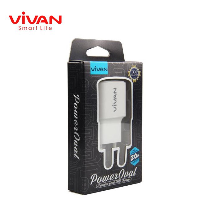 Kepala Charger Vivan Power Oval II 2A Batok Adaptor Travel Charger 1 USB 2A Original Garansi Resmi 1Tahun