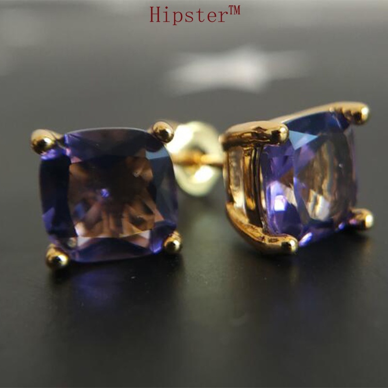 Popular Amethyst Simple Temperament Trendy Stylish Earrings