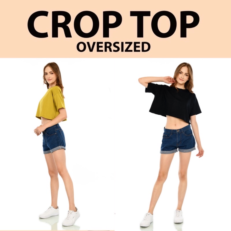 CROP TOP OVERSIZE  TEBAL GA NERAWANG BAHAN COTTON COMBED 20S CROP TEE OVERSIZED POLOS