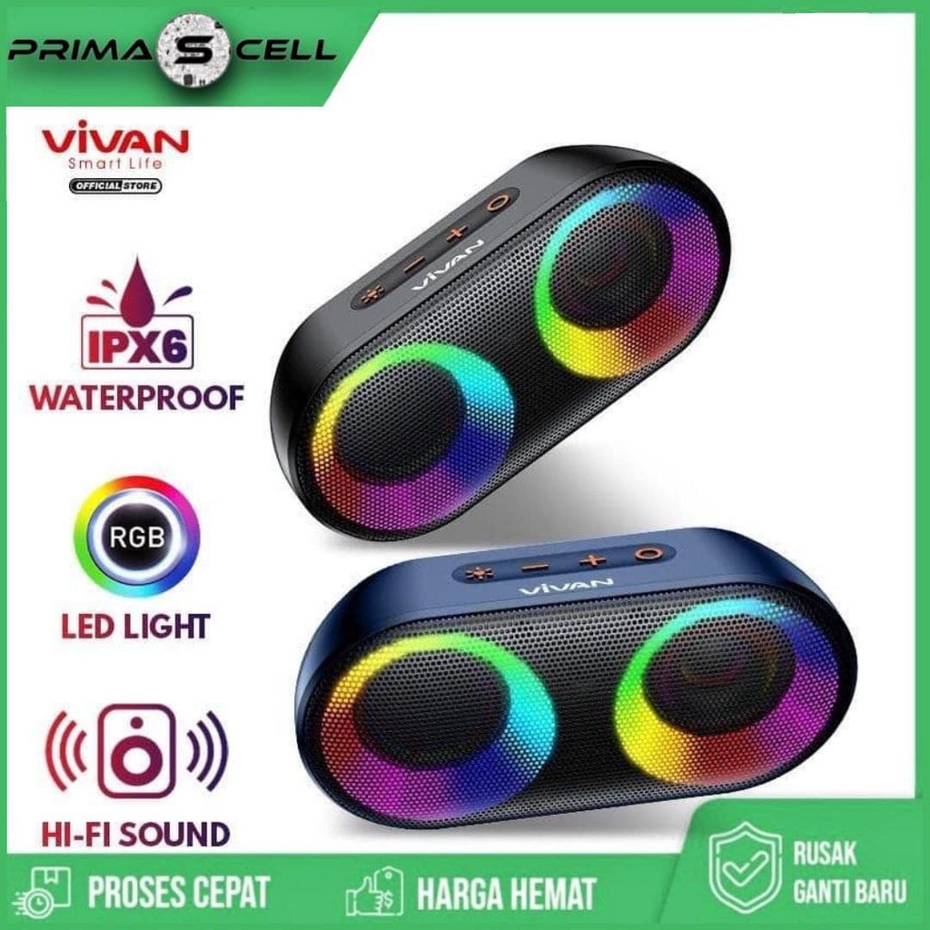 Speaker Bluetooth Vivan VS16 Bluetooth TWS IPX6 Waterproof RGB Light 10W