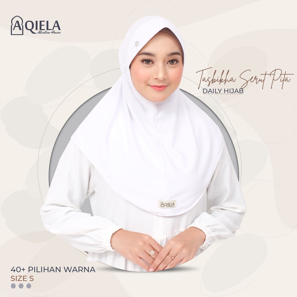 AQIELA Kerudung Sekolah Serut Renda Premium Tasbikha ꟾ SIZE S PART 1 ꟾ Jilbab Serut Pita Antem  Keru