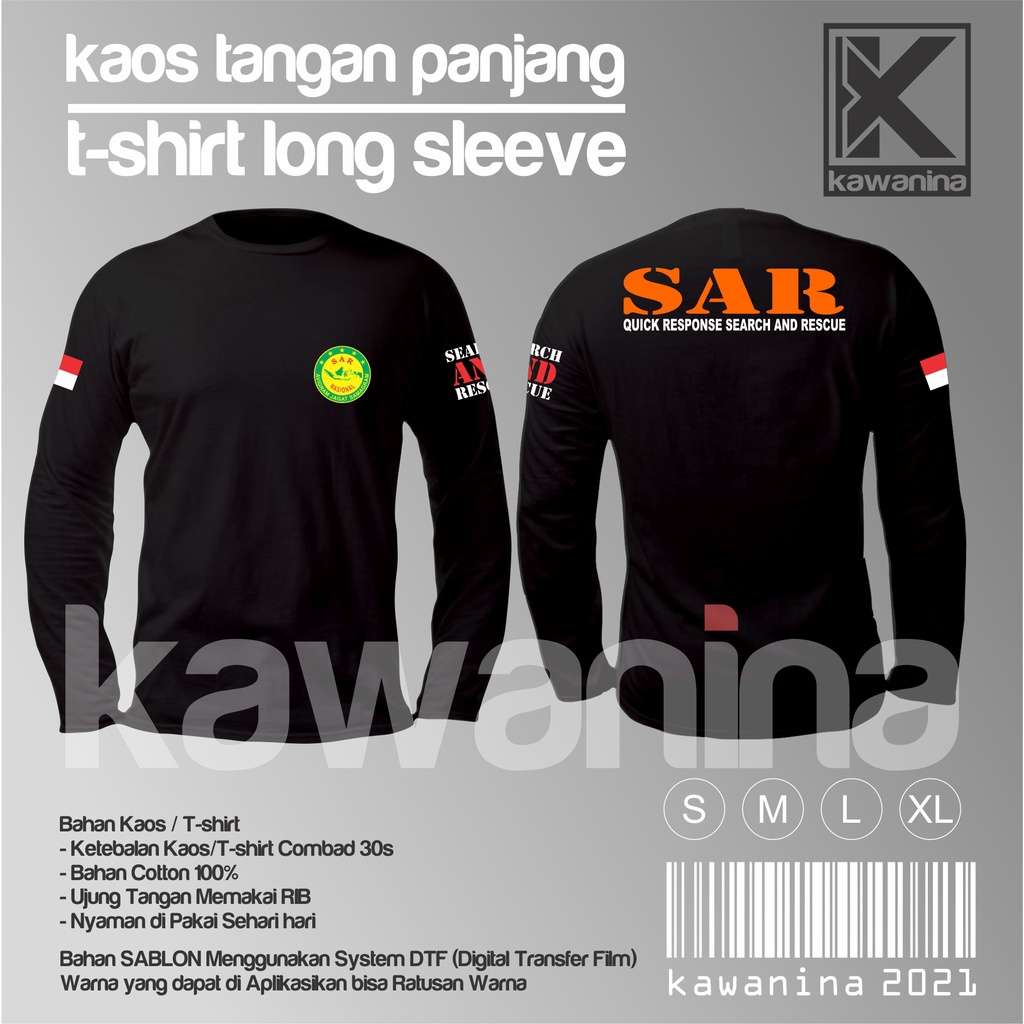 Kaos Team Sar lengan panjang / Kaos Basarnas Lengan panjang / SAR / BASARNAS