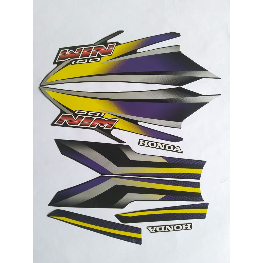 stiker striping motor honda win 100 2004 hitam ungu