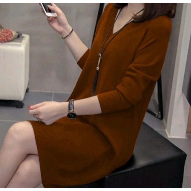 ( BISA COD )TUNIK DRES RAJUT / KNIT DRESS RAJUT PREMIUM