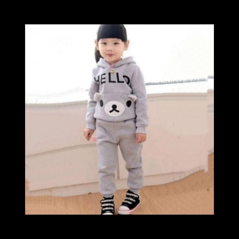 SET pakaian anak perempuan/set HODDIE anak perempuan 1-5 tahun