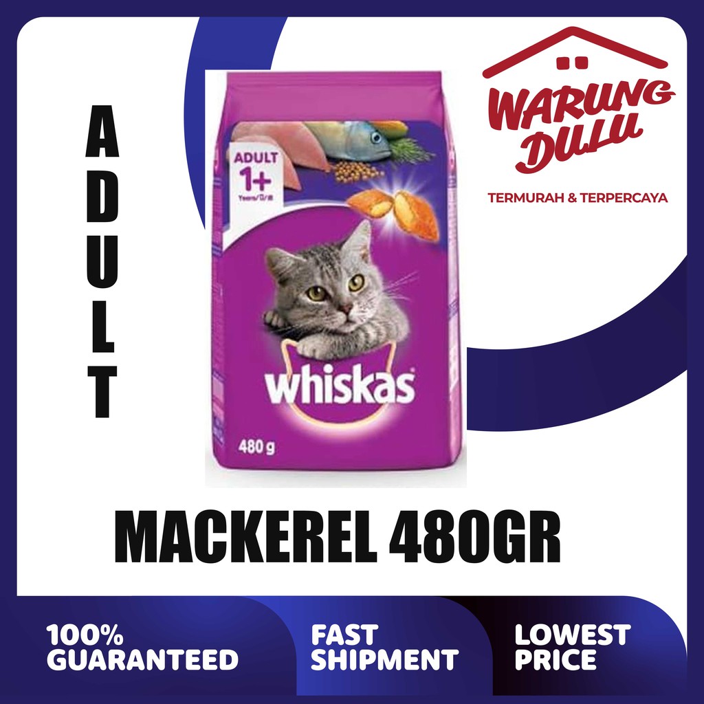 WHISKAS ADULT MACKEREL 480GR