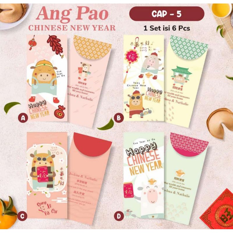 

Angpao Amplop IMLEK Kertas Label Hang Tag Hampers Kerbau cow CNY Imlek 2021