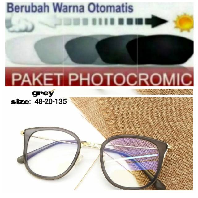 Paket Hemat : Frame Kacamata Terbaru Yola Free Lensa Photocromic Minus Anti UV Dan Plus