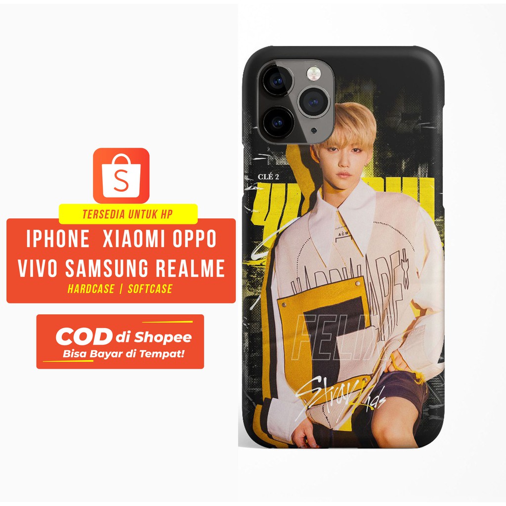 CASING HARDCASE SOFTCASE iPHONE/SAMSUNG/XIAOMI/VIVO/OPPO/REALME STRAY KIDS FELIX YELLOW WOOD