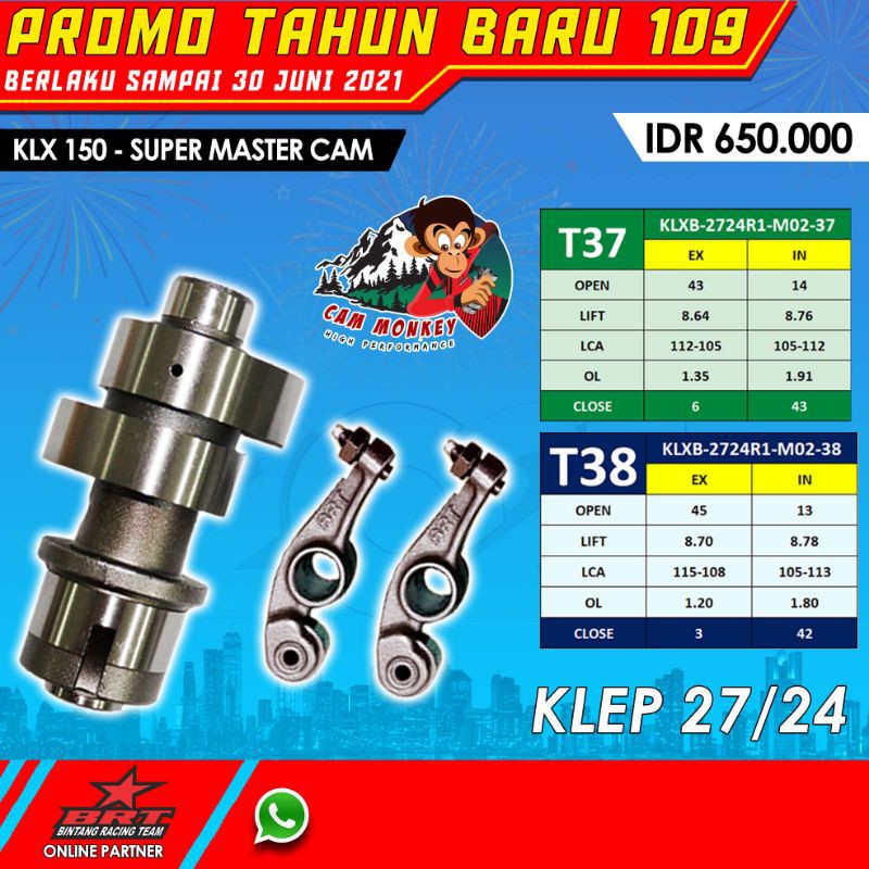 super master cam KLX BRT T37 - T38, noken as KLX #BRT #racing #original