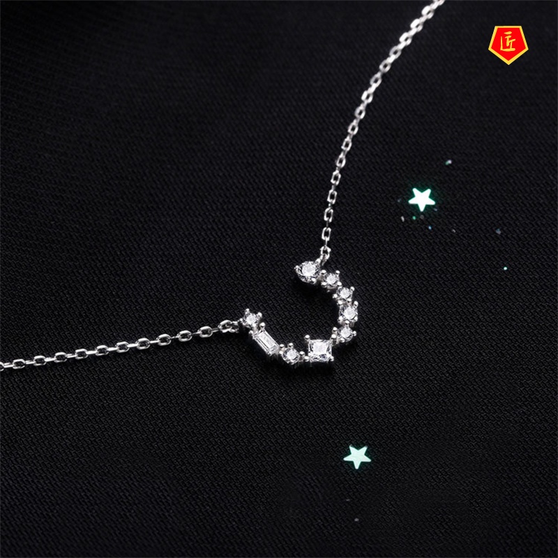 [Ready Stock]S925 Silver Horseshoe Diamond-Studded Necklace Chic Simple Temperament