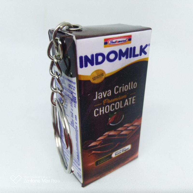 GANTUNGAN KUNCI UNIK MURAH MINIATUR KOTAK MINUMAN-Indomilk Coklat