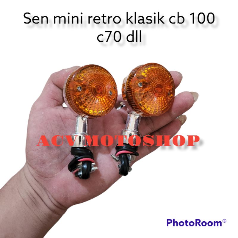 LAMPU SEN ASSY MINI RETRO KLASIK UNIVERSAL CB 100 C50 C70 C90 DLL SEPASANG