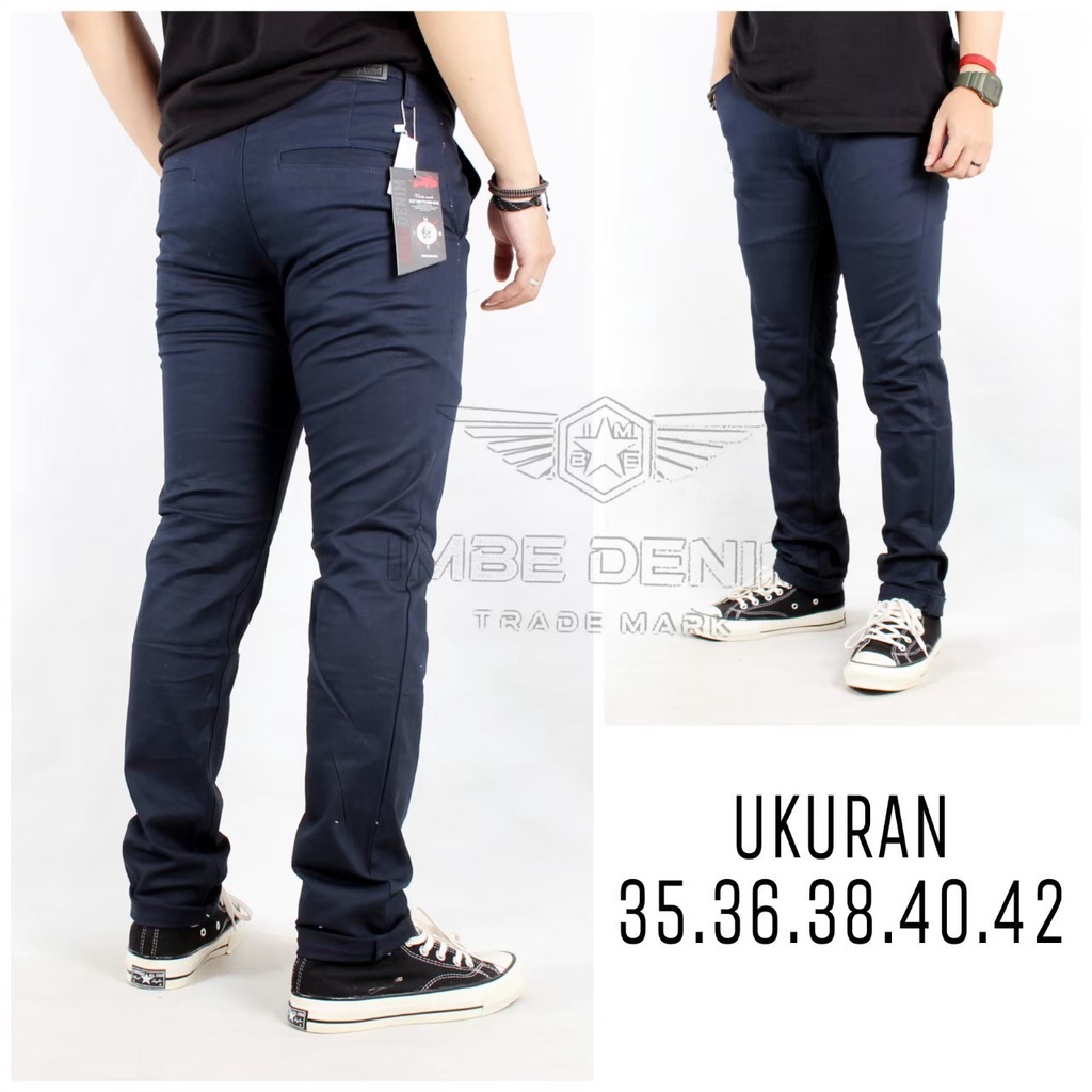 CELANA PRIA CHINO PANJANG JUMBO BIG SIZE ORIGINAL IMBE DENIM - KREAM