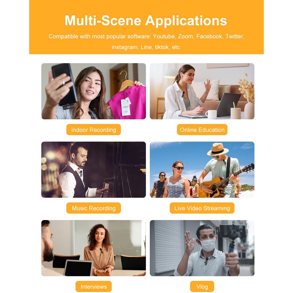 【BT004】Skyhigh Wireless Lavalier Microphone Portable Audio Video Recording Mic For IPhone Android Live Game Mobile Phone Camera / Mic Wireless Hp Vlog