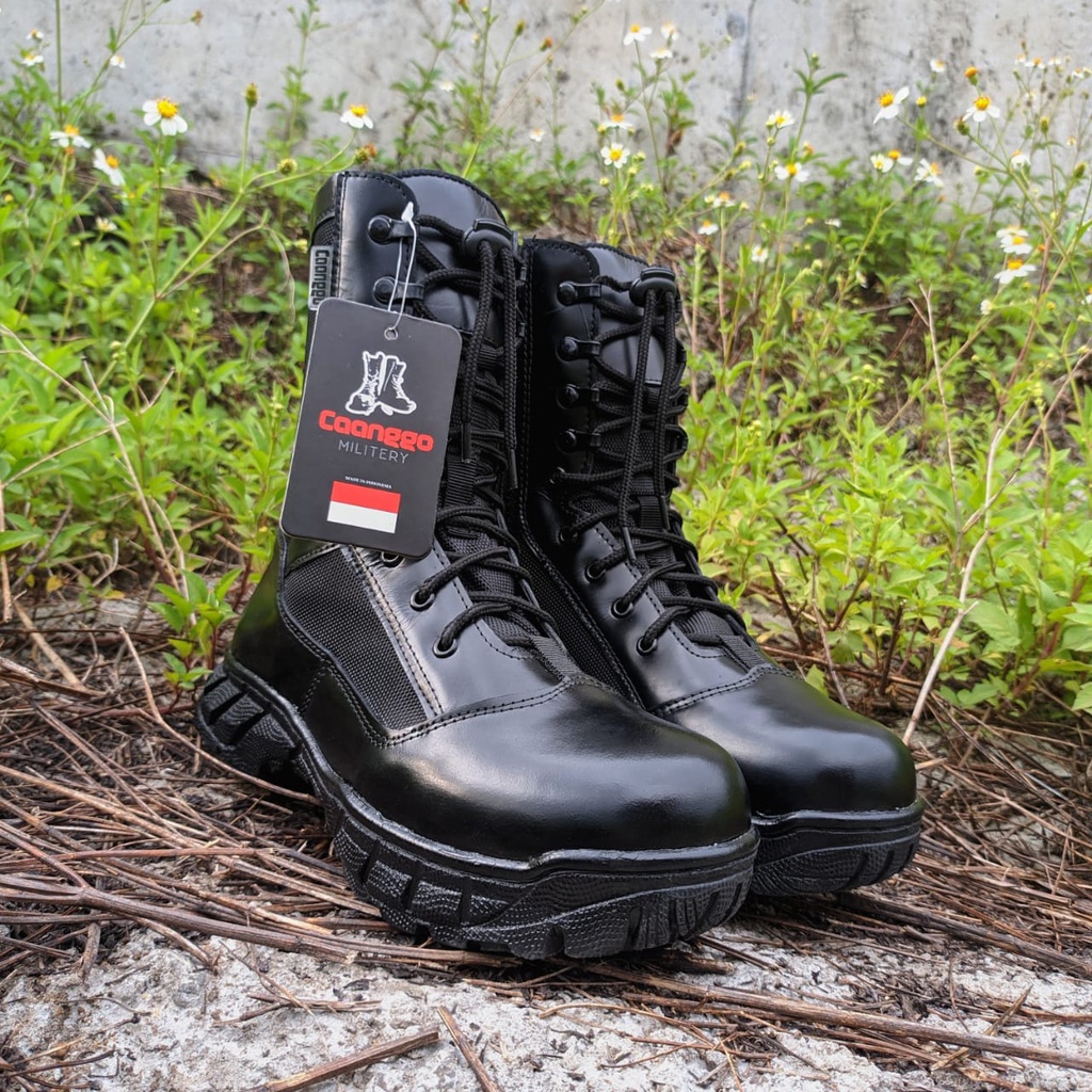 sepatu pdl jatah kulit asli tni polri kombinasi cordura anti air original caanggo militery sepatu pd