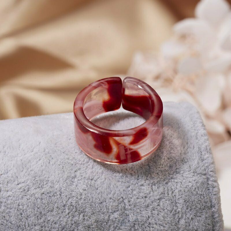 Cincin Wanita Model Terbuka Bahan Resin Asetat Warna Warni Gaya Elegan Untuk Pernikahanhadiah