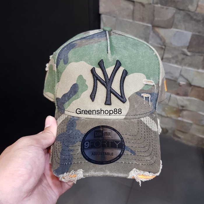 Original - Topi Baseball Army 100% Original Newera 9Forty Ny Logo Hat Stitches