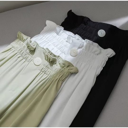 KULOT SCUBA KANCING PINGGANG FULL KARET KERUT/ KULOT HIGHWAIST VARIASI KANCING