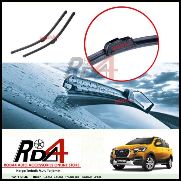 Wiper Mobil Datsun Cross 20 16 Frameless Banana 1 Set 2 Pcs