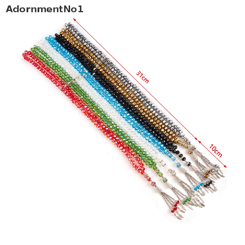 (AdornmentNo1) Gelang Tasbih Masbaha Muslim 99 Manik-Manik Kristal 8mm