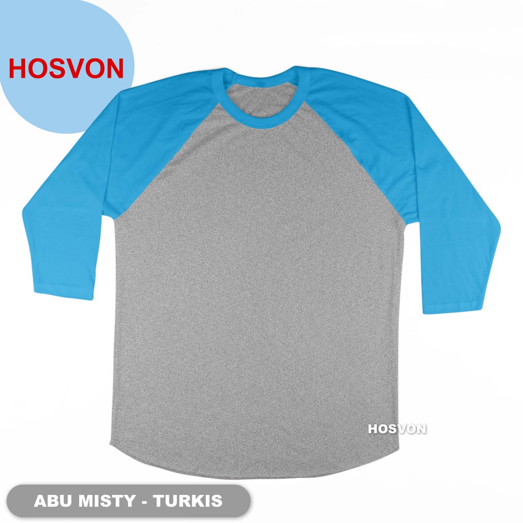 ABU MISTY - TURKIS Raglan Lengan 3/4 COTTON COMBED 20s (PRIA &amp; WANITA)