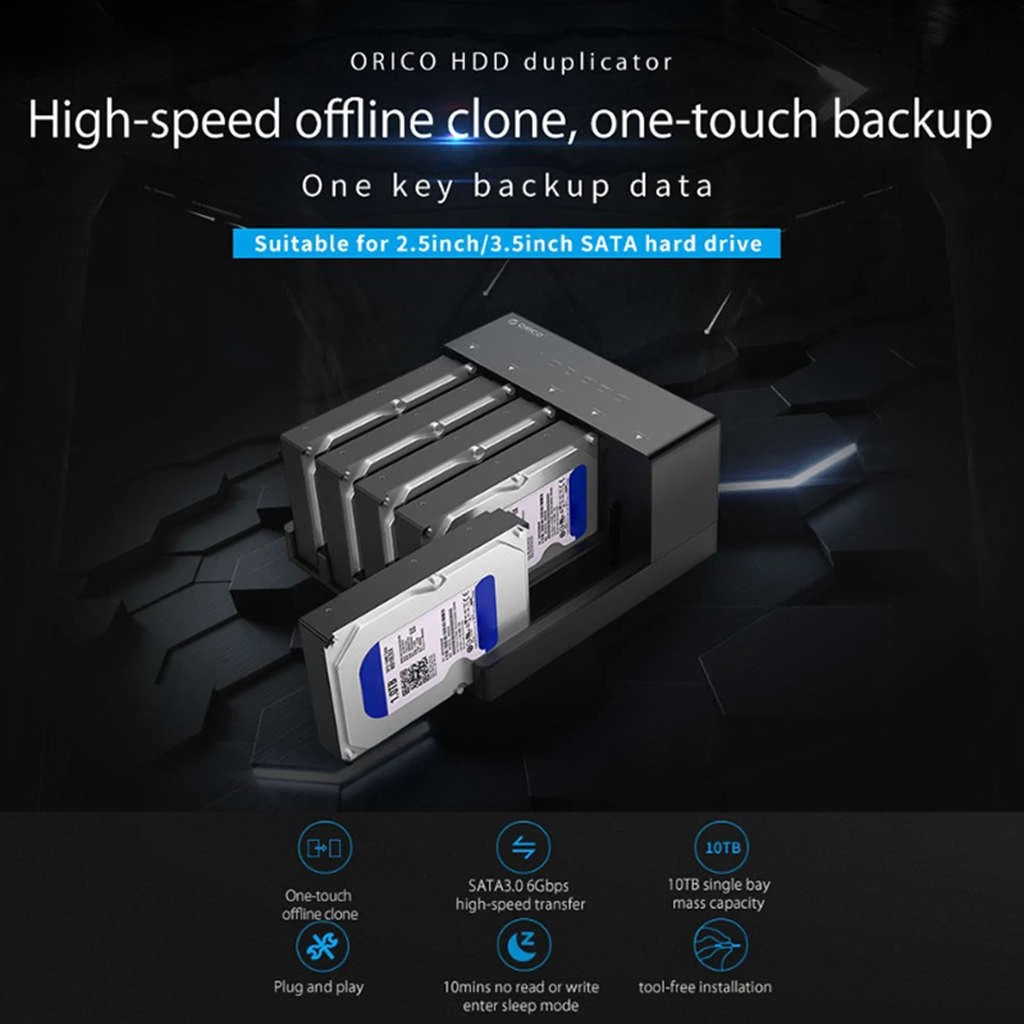 Docking harddisk hdd ssd orico 5 bay 2.5 3.5 inch sata usb 3.0 5Gbps off Clone duplicator 6558us3-c - hard disk drive dock 2.5&quot; 3.5&quot; usb3.0 6558-us3