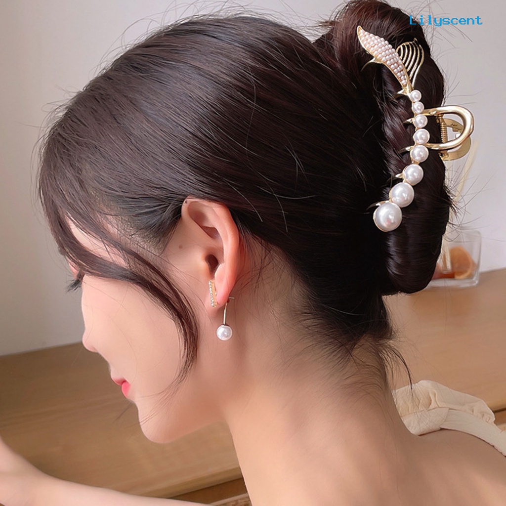 Ls Jepit Rambut Model Cakar Besar Aksen Mutiara Imitasi Multifungsi Untuk Wanita