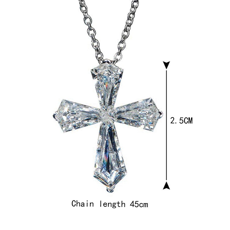 100% 925 Sterling Silver Sparkling High Carbon Diamond Cross Pendant Necklace For Women Wedding Party Fine Jewery Gifts|Pendants