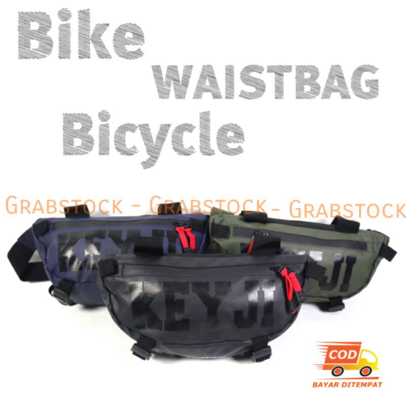 Waistbag Bike Anti Air Tas Pinggang Sepeda Bisa Selempang Ada Lobang Handsfree di Grabstock