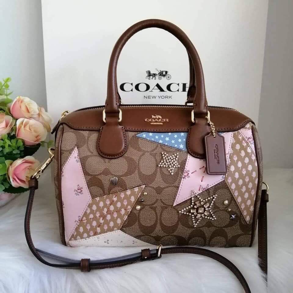 COACH MINI BENNETT SATCHEL IN SIGNATURE CANVAS WITH STAR PATCHWORK BAG TAS ORI ORIGINAL AUTHENTIC