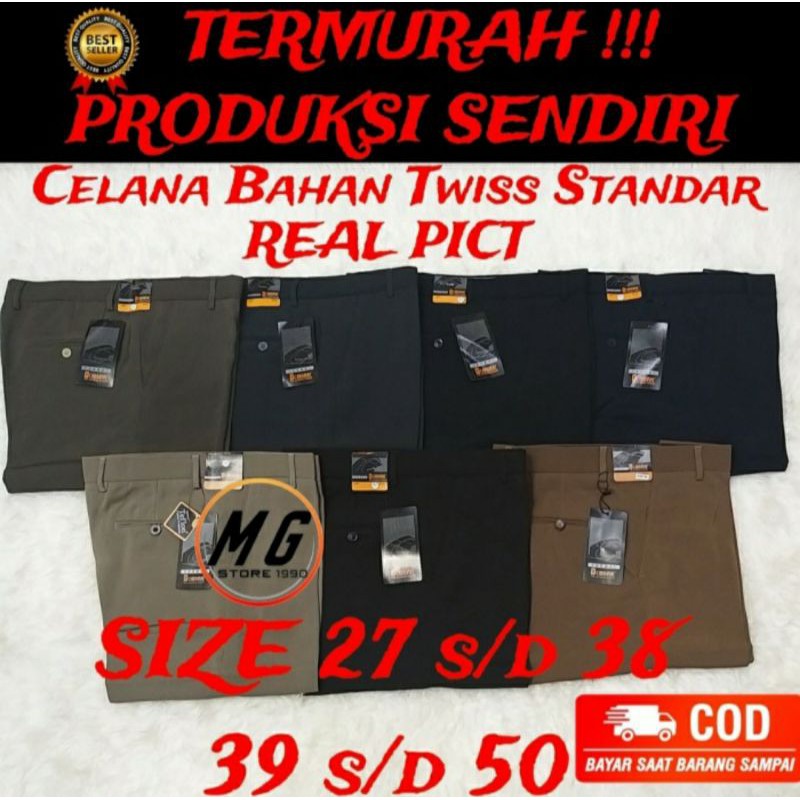 CELANA BAHAN KERJA FORMAL STANDART REGULAR PRIA LAKI LAKI