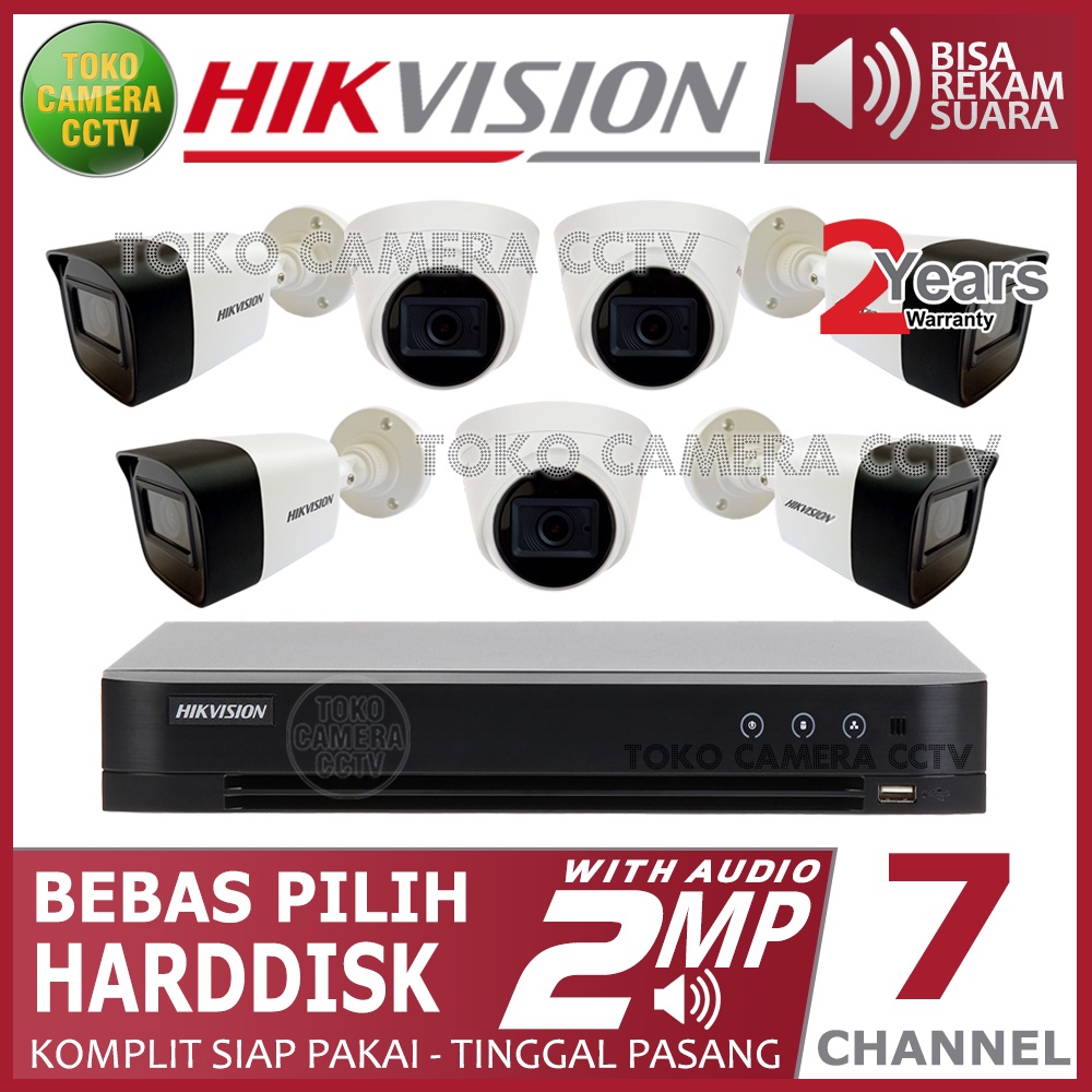 PAKET CCTV HIKVISION 2MP 8 CHANNEL 7 KAMERA AUDIO