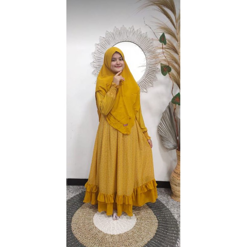 gamis ceruty babydoll full puring+khimar