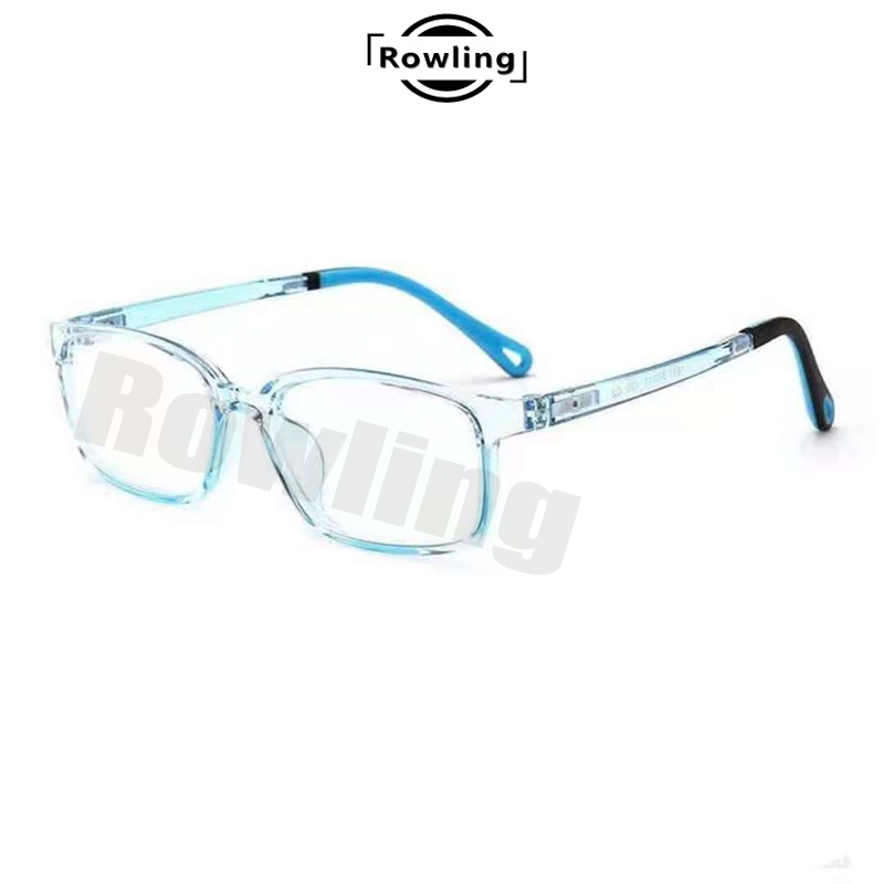 (Rowling)Kacamata Anak NewTrend/Fashion Anak Unisex Kotak Terbaru anti radiasi Blue Light Silikon High Quality Import-Ka-73  biru muda